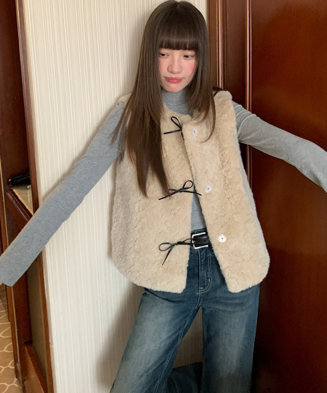 美品 プラージュ ボアベスト リバーシブル サイドジップ ゆったりめ plage（プラージュ）の「reversible boa ベスト NEW（ベスト）」 - WEAR