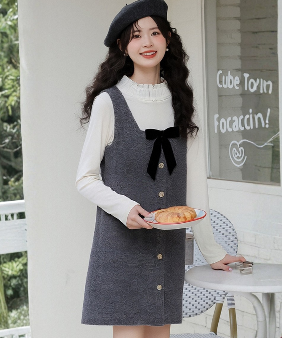 フロントボタンリボンジャンパースカート – jemiremi（ジェミレミ）