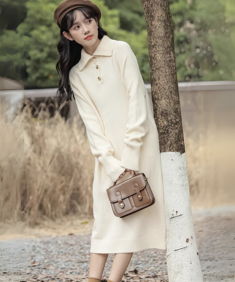 ポロカラーニットワンピース 最終価格】FRAY I.D ポロカラーニット ポロカラーニットワンピース 最終価格】FRAY I.D ポロカラーニット