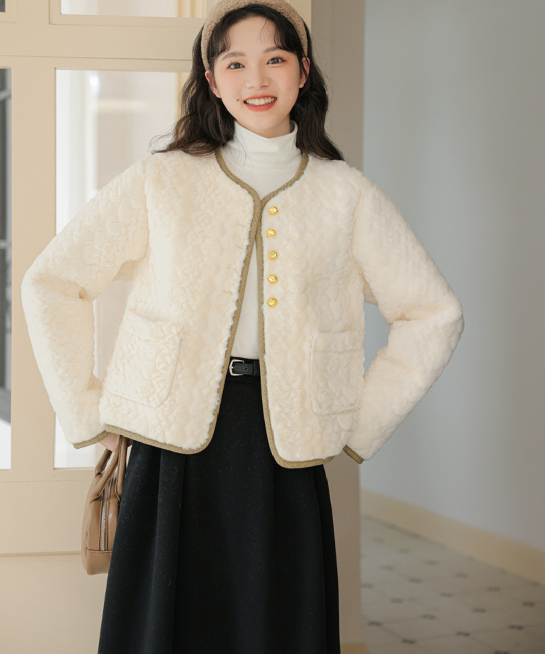 美品クリーム　シーニュ　もこもこジャケット　Mathis 01 美品クリーム シーニュ もこもこジャケット Mathis 01 美品クリーム