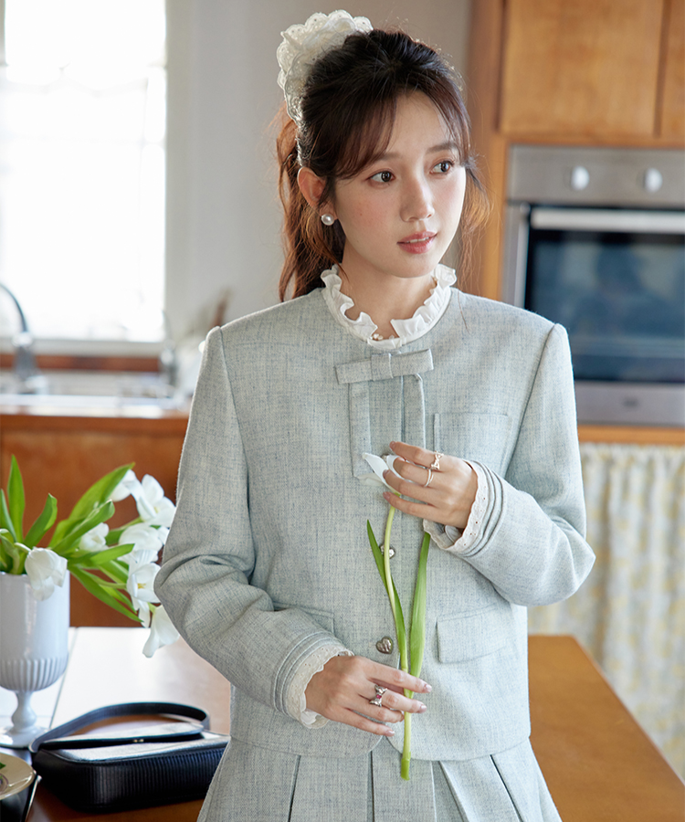 レースノーカラーシルバーボタンリボンジャケット – jemiremi レースノーカラーシルバーボタンリボンジャケット – jemiremi