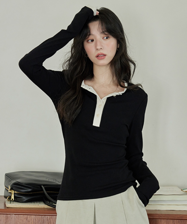 poeme bohemien ヘンリーネック　カットソー　48 ポエムボヘミアン Poeme Bohemien ヘンリーネック カットソー 48