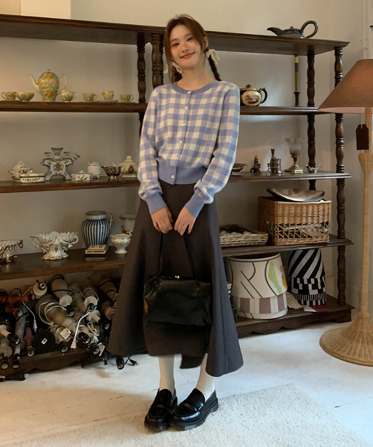 ギンガムチェックニットカーディガン – jemiremi（ジェミレミ）
