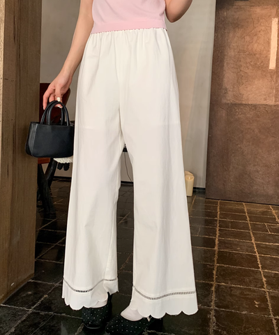 スカラップヘムワイドパンツ
