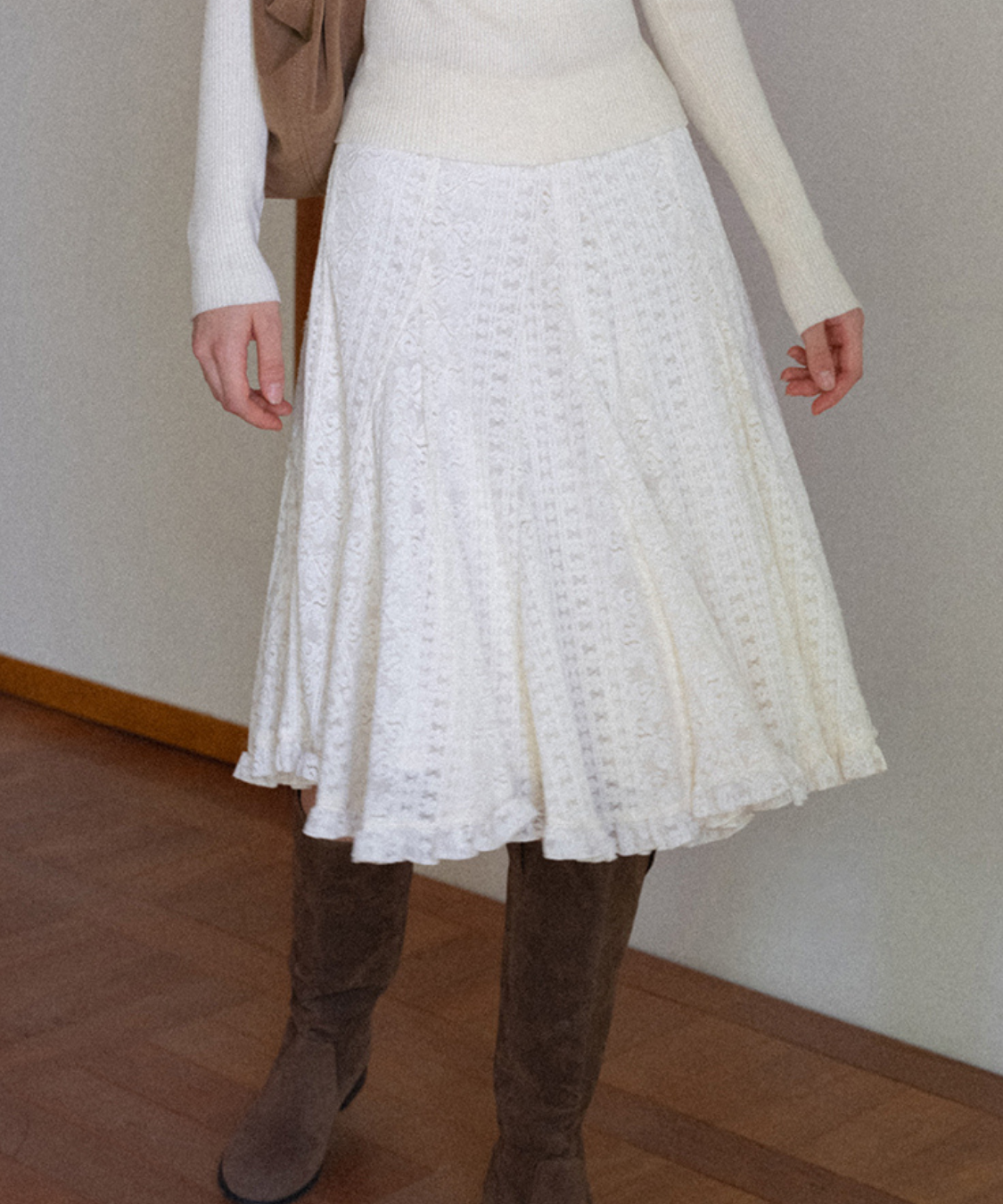 フラワーレースフリルスカート