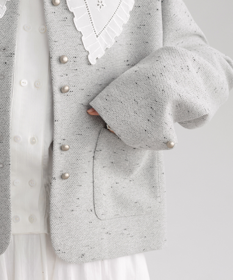 パンチングレースカラーマーブルドットジャケット – jemiremi