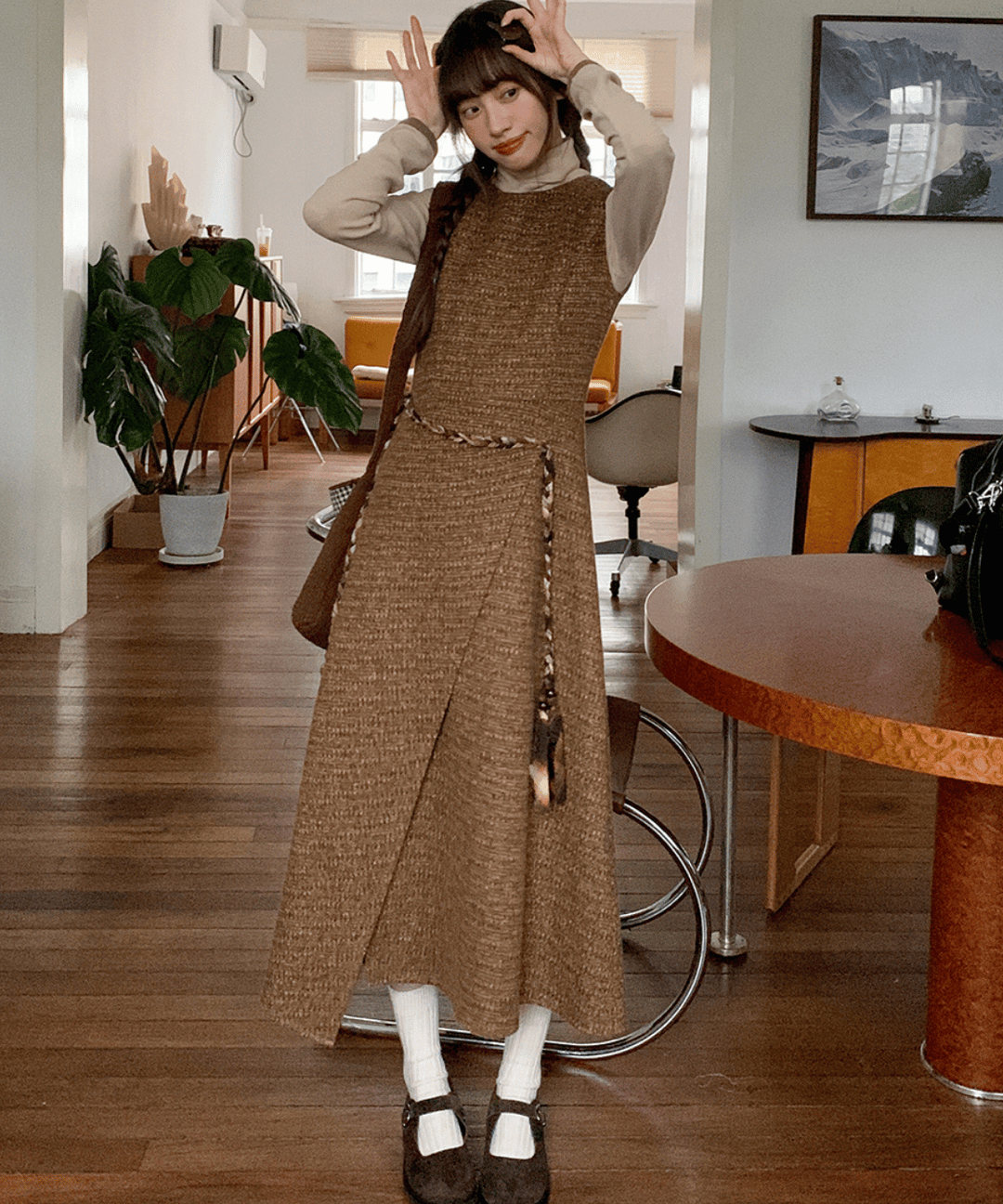 アイテム：【GEMINI】レイヤードノースリーブ　２枚１セット 完売品 ノースリーブツイード調ラップレイヤードワンピース – jemiremi