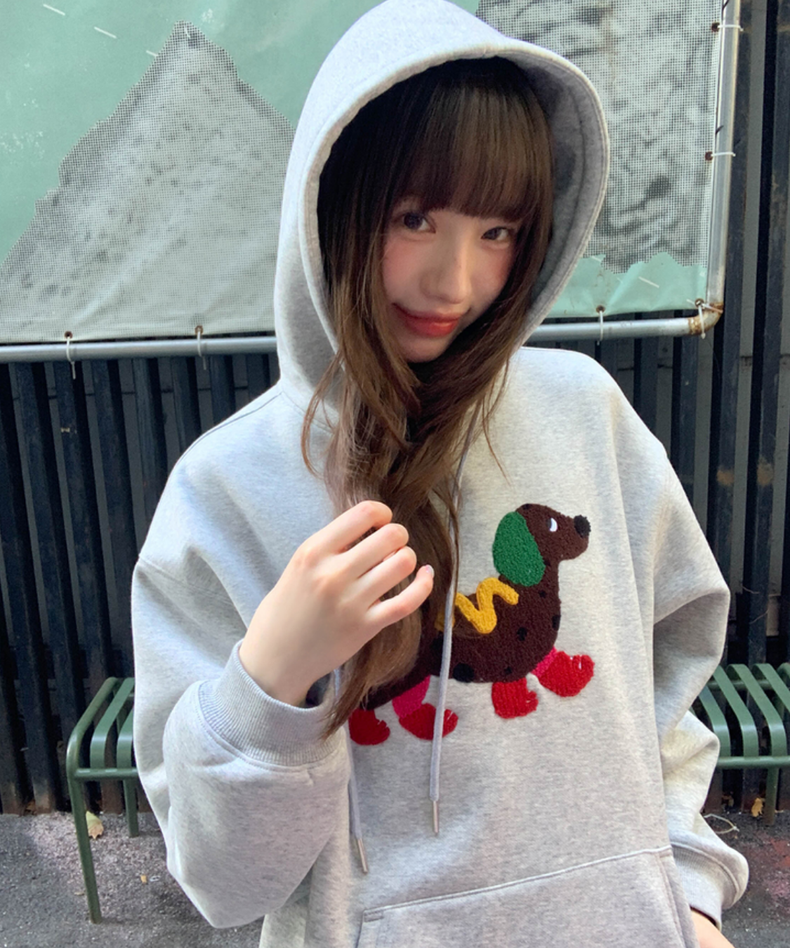 ホットドッグ風ダックスフンド裏起毛パーカー