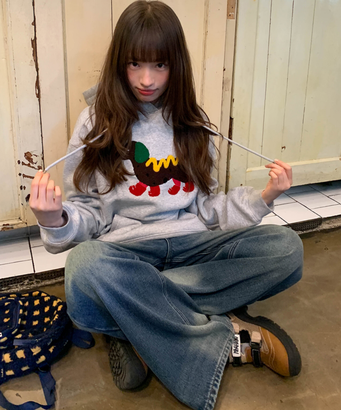 ホットドッグ風ダックスフンド裏起毛パーカー