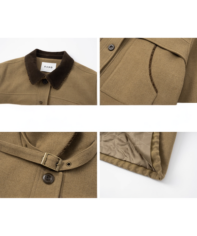 ドロスト付き配色ジャケット＋ボックスプリーツスカート 2点セット