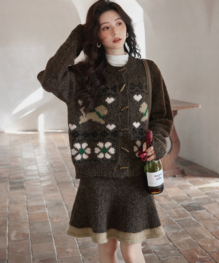 配色ラインニットフレアスカート（セットアップ可） – jemiremi