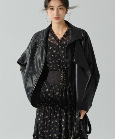 小花柄シアーVネックフリルティアードワンピース