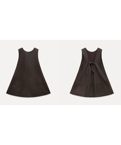 フェイクレザーバックリボンAラインジャンパースカート