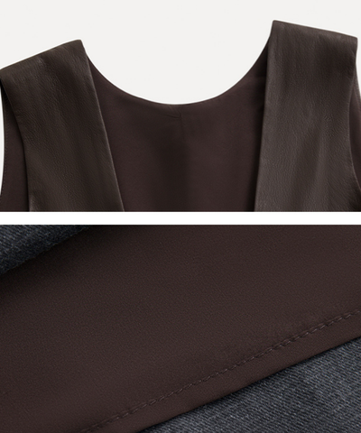 フェイクレザーバックリボンAラインジャンパースカート