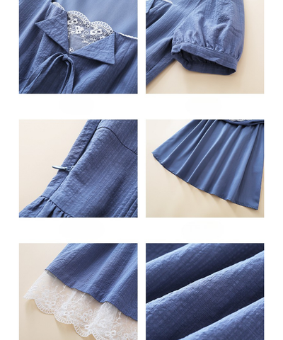 レースレイヤード風フロントリボンティアードワンピース