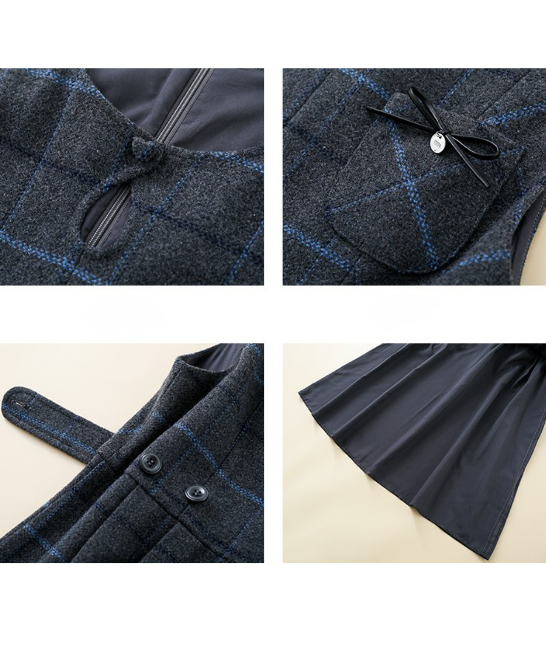 ウエスト切替チェックリボンワンピース