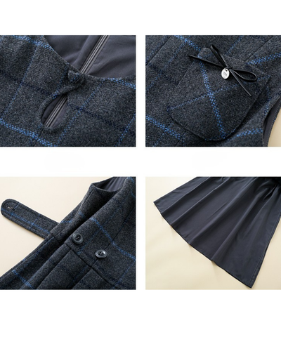 ウエスト切替チェックリボンワンピース