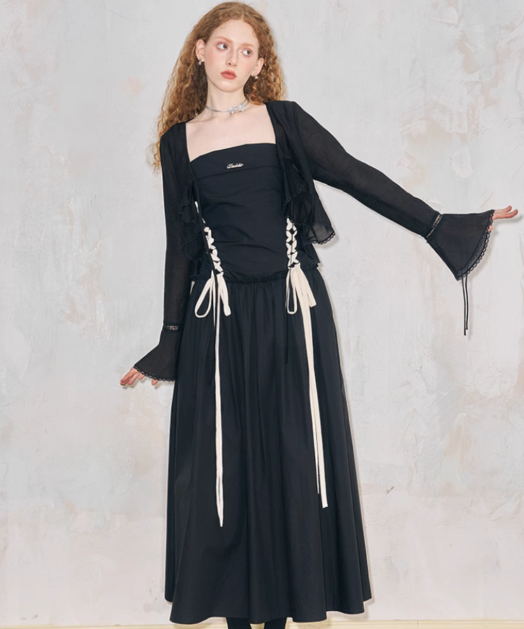 ベアワンピース レイヤード風・きれいめ・通勤】ドッキングベア