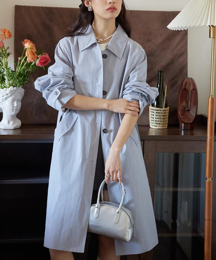 美品】トクコプルミエヴォル スプリングコート ロンググレージュ 袖 花 美品】トクコプルミエヴォル スプリングコート ロンググレージュ 袖 花