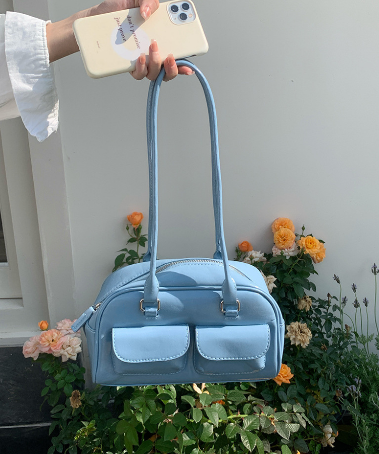 前ポケット付きバッグ ☆ ジョリーフルール ダブルポケットロングショルダーミニボストンバッグ – jemiremi