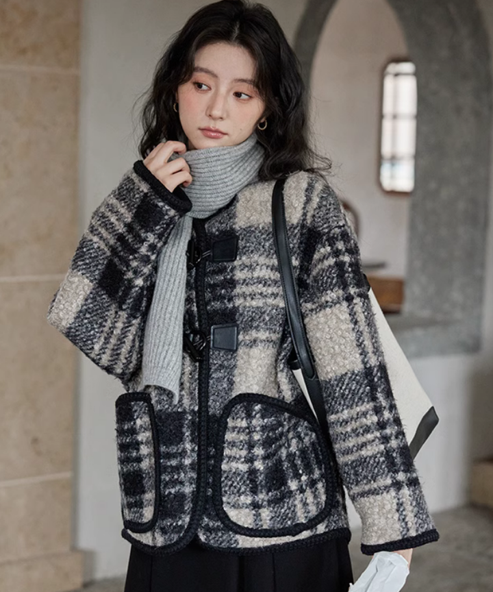 美品【Giorgio Armani ノーカラージャケット 黒白チェック】 10_6881bf2e-7793-4d06-a70f-