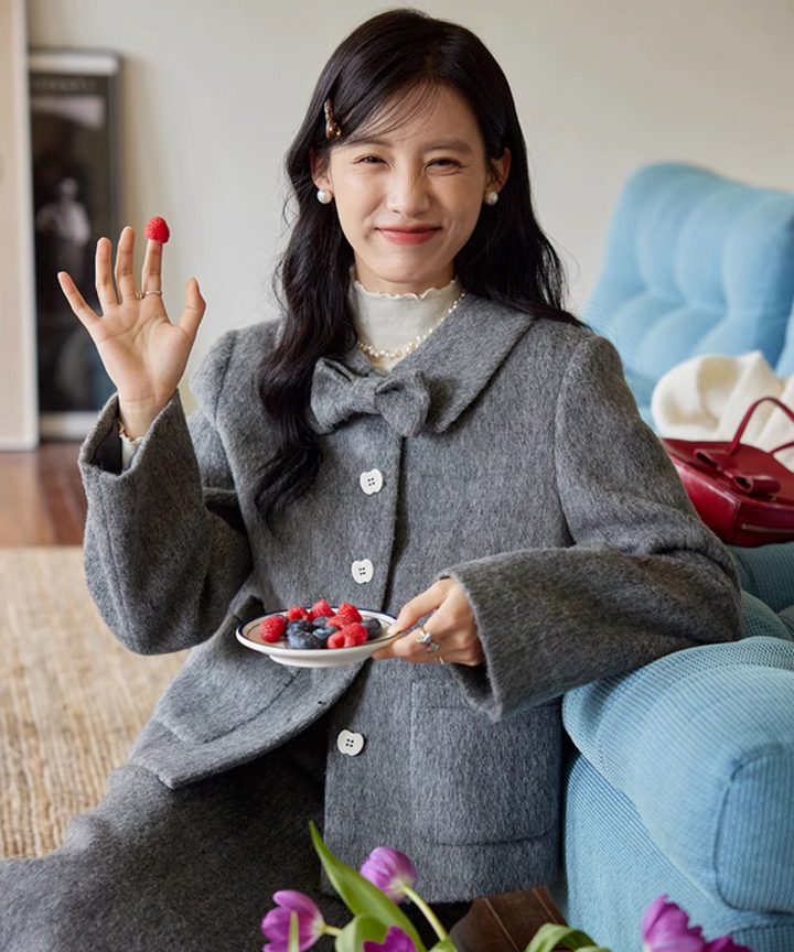 ドールカラーリボンウールジャケット（セットアップ可能