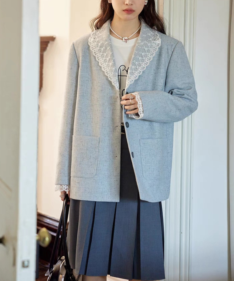 袖レースドッキングフレンチレトロジャケット – jemiremi（ジェミレミ）