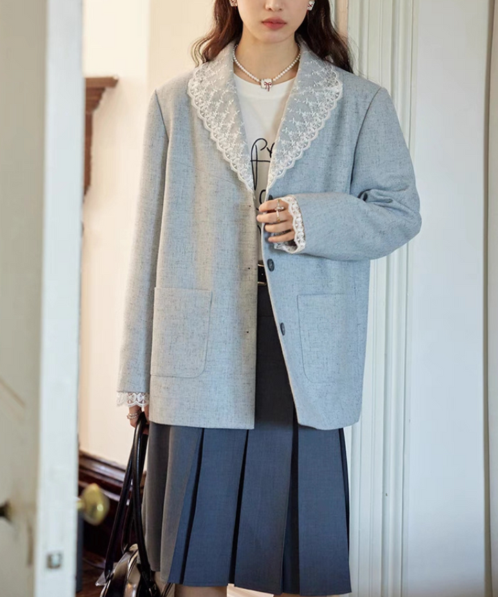 袖レースドッキングフレンチレトロジャケット – jemiremi（ジェミレミ）