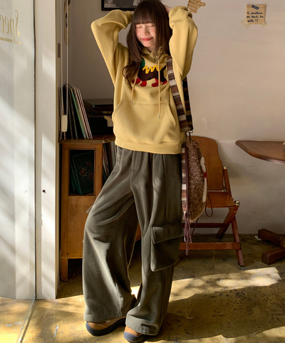 ホットドッグ風ダックスフンド裏起毛パーカー