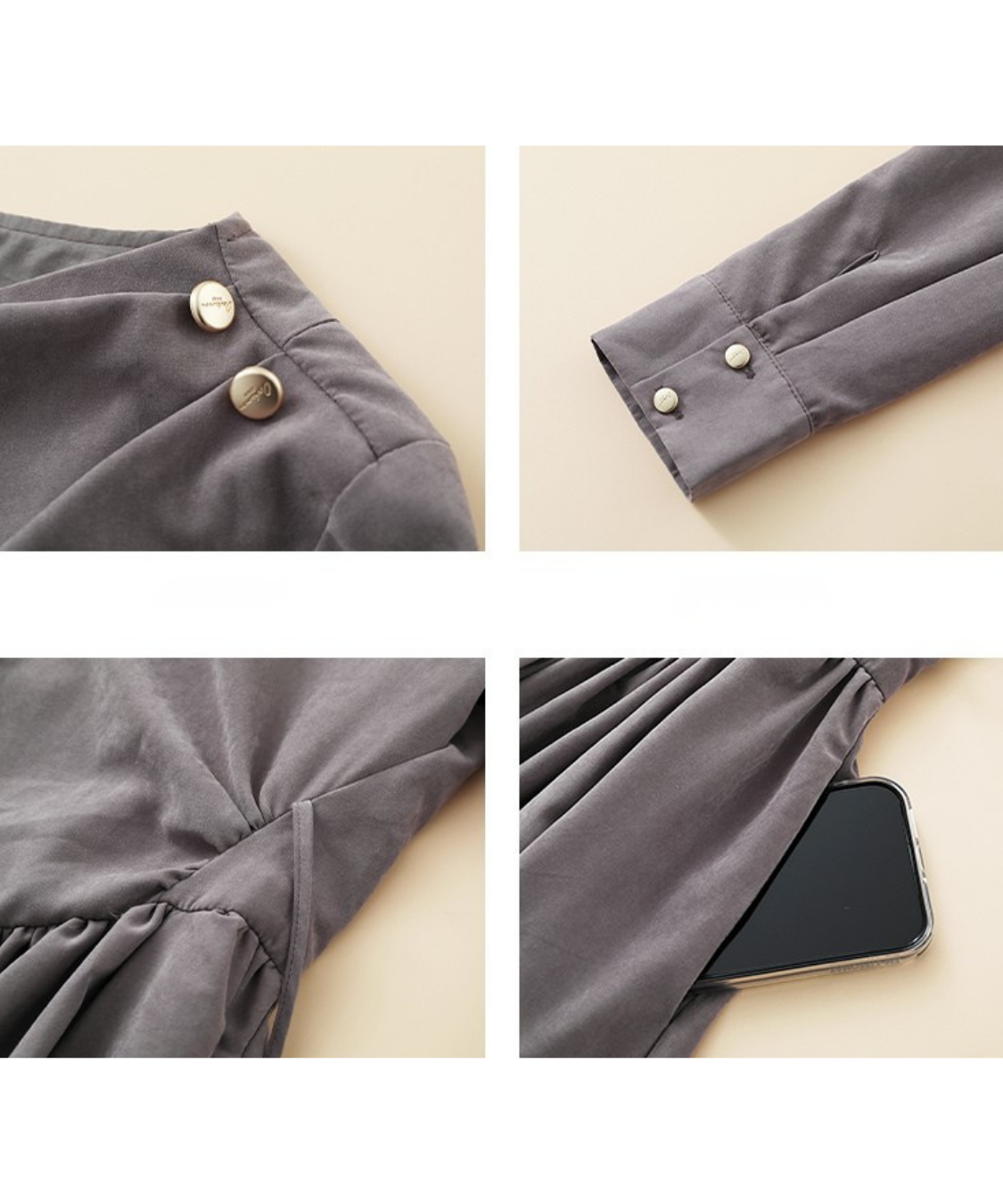 ウエストギャザードレープネックロングワンピース