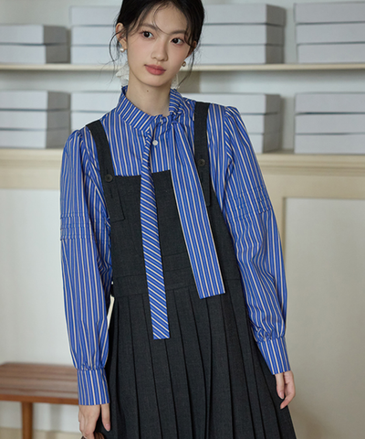 ボックスプリーツロングジャンパースカート