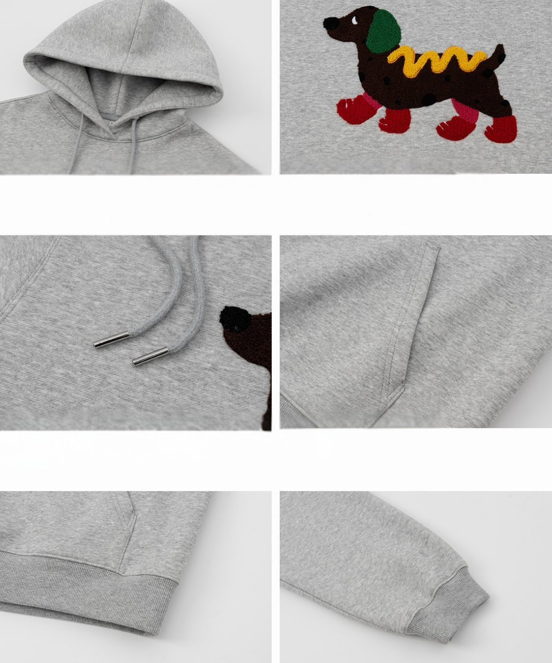 ホットドッグ風ダックスフンド裏起毛パーカー