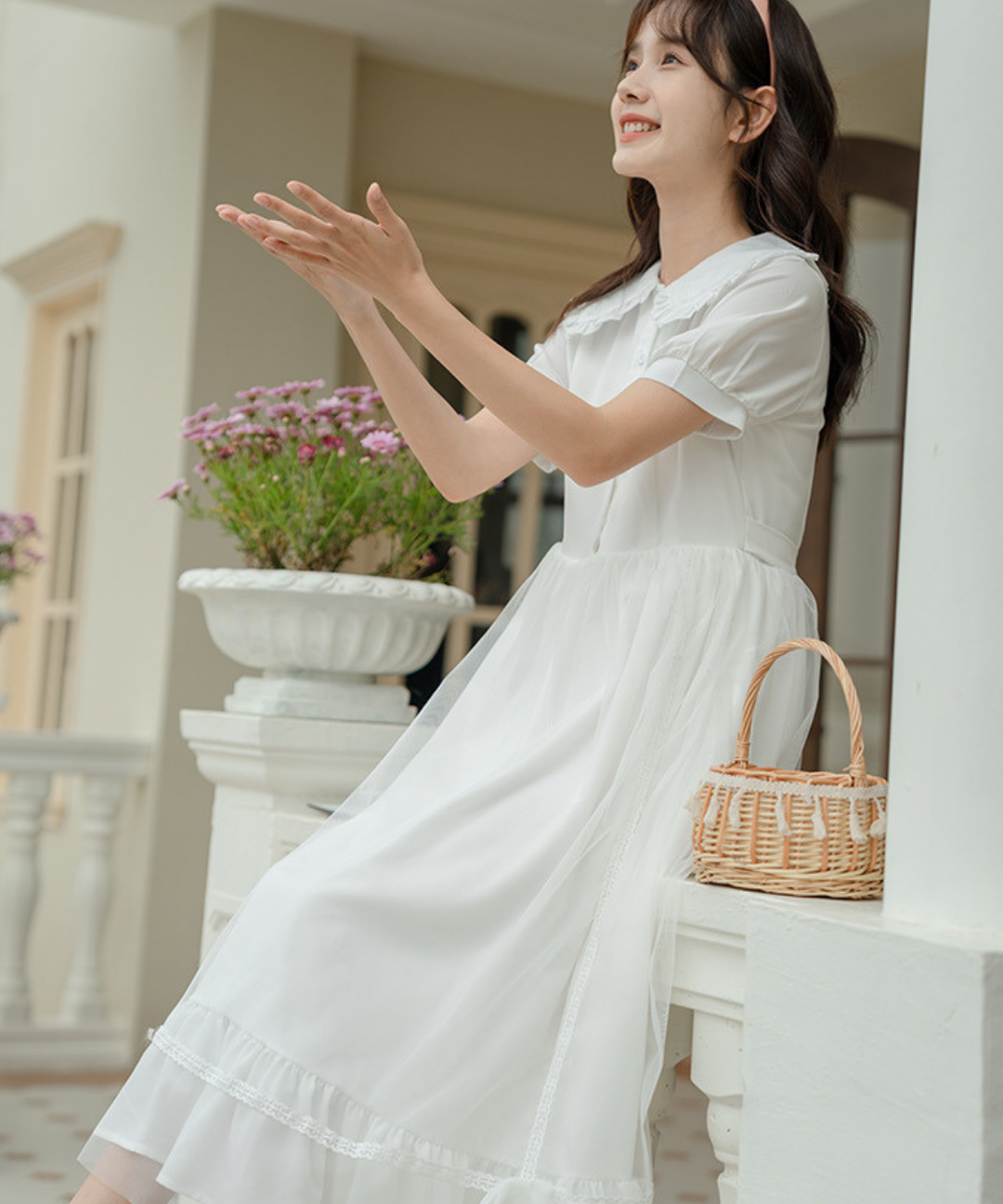 フリルカラーチュールティアードワンピース – jemiremi（ジェミレミ）