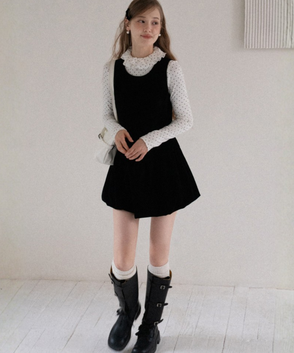 ノースリーブジャンスカ風ベルベットワンピース