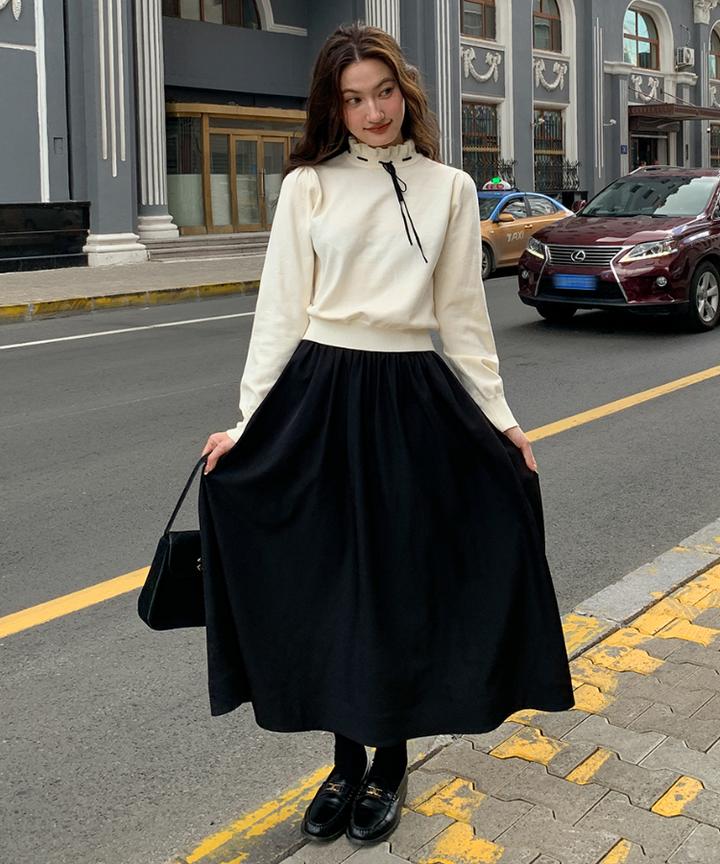 ハイネックステッチボウタイニットトップス – jemiremi（ジェミレミ）