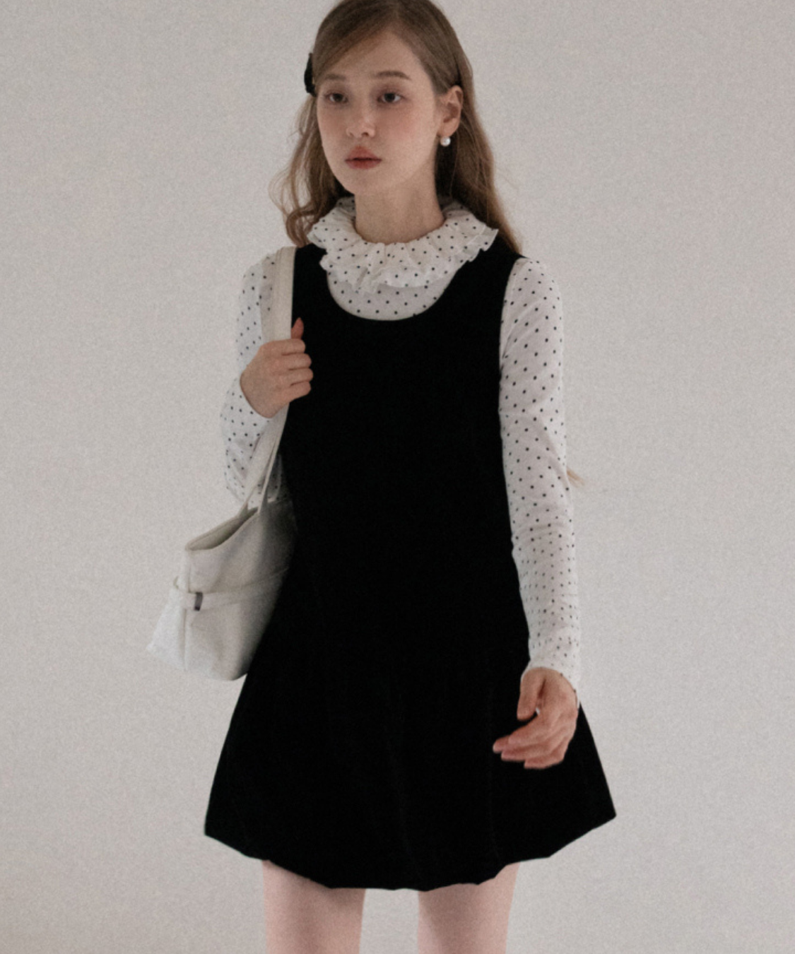 ノースリーブジャンスカ風ベルベットワンピース