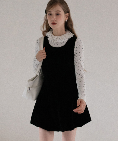 ノースリーブジャンスカ風ベルベットワンピース