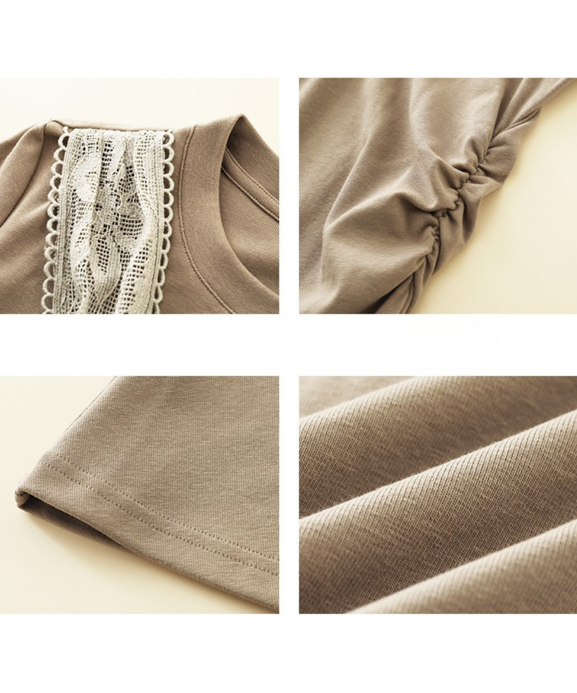 片側ギャザー入りレースタイワンピース