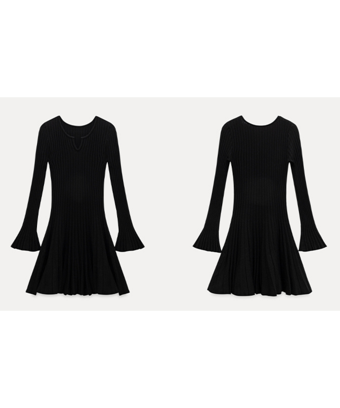 フレアスリーブプリーツニットワンピース