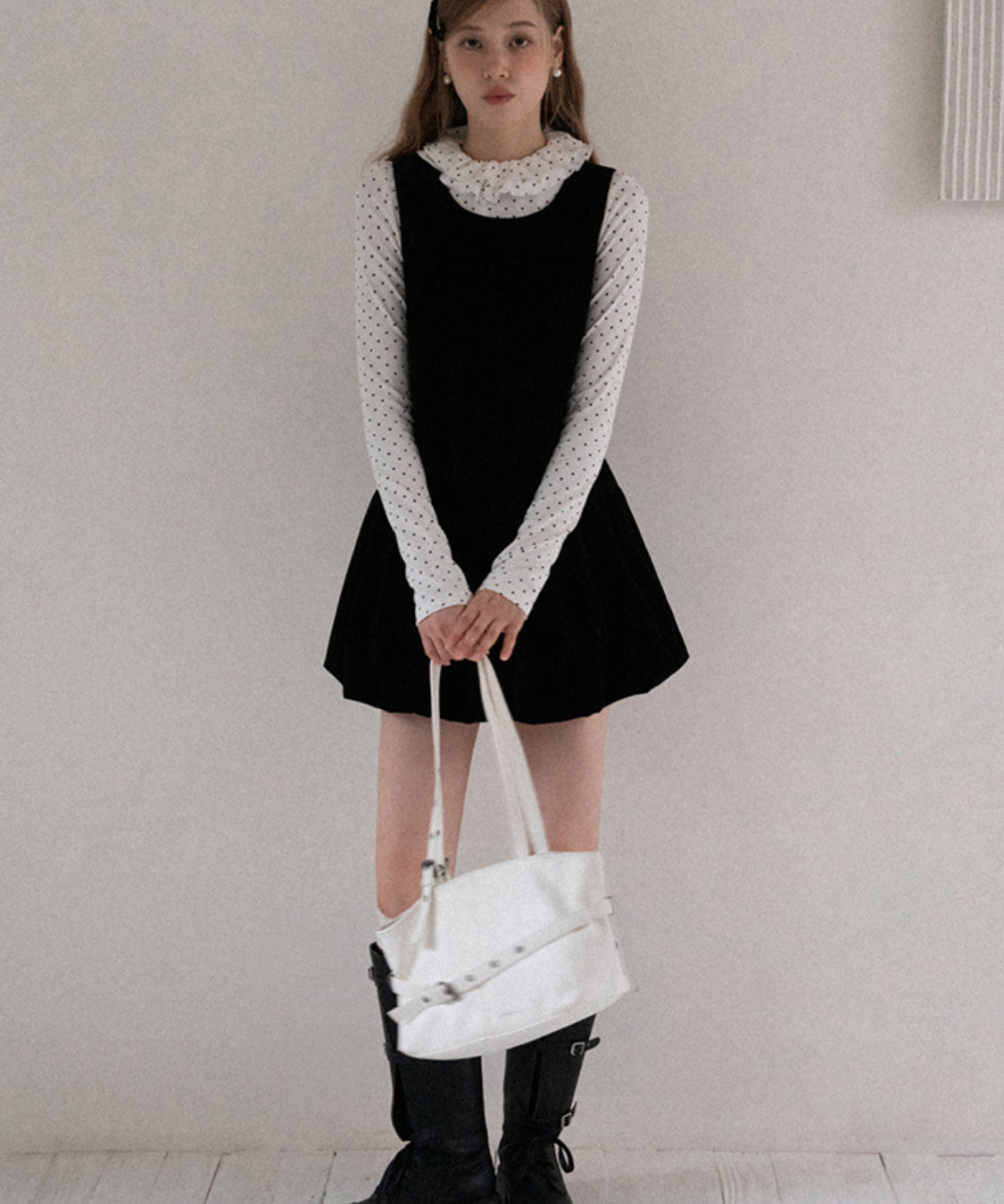 ノースリーブジャンスカ風ベルベットワンピース