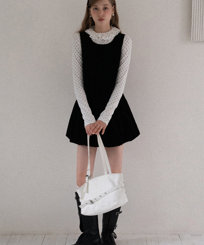 ノースリーブジャンスカ風ベルベットワンピース