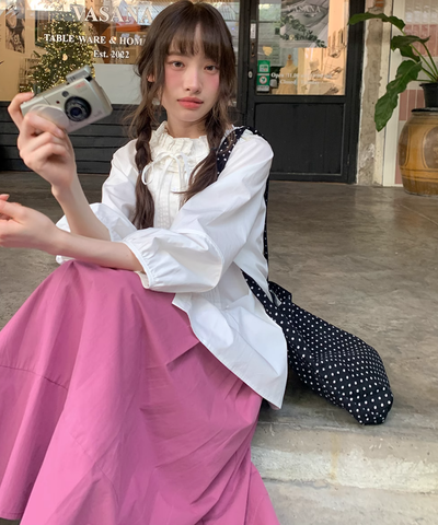 ローズピンク切り替えスカート