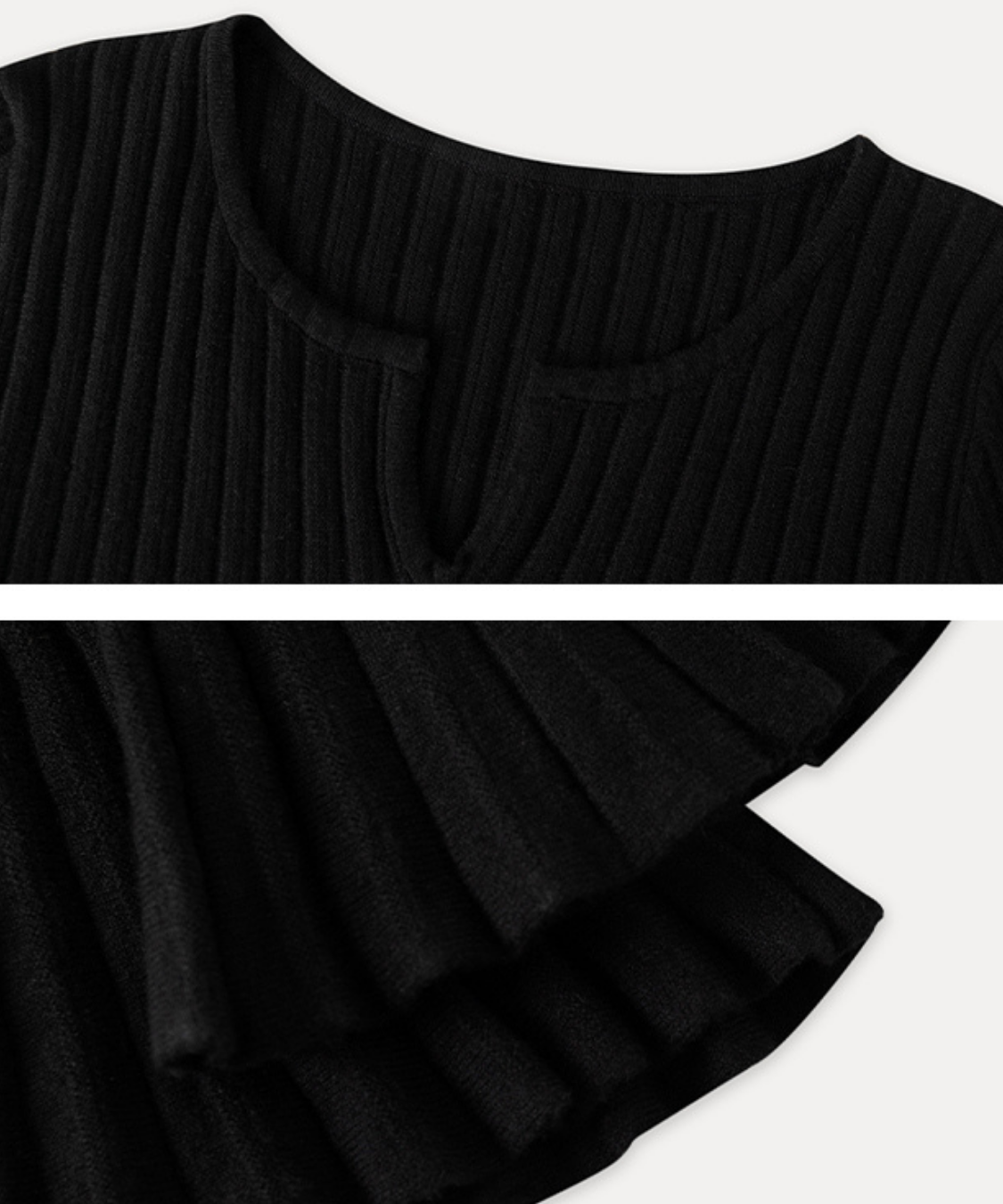 フレアスリーブプリーツニットワンピース