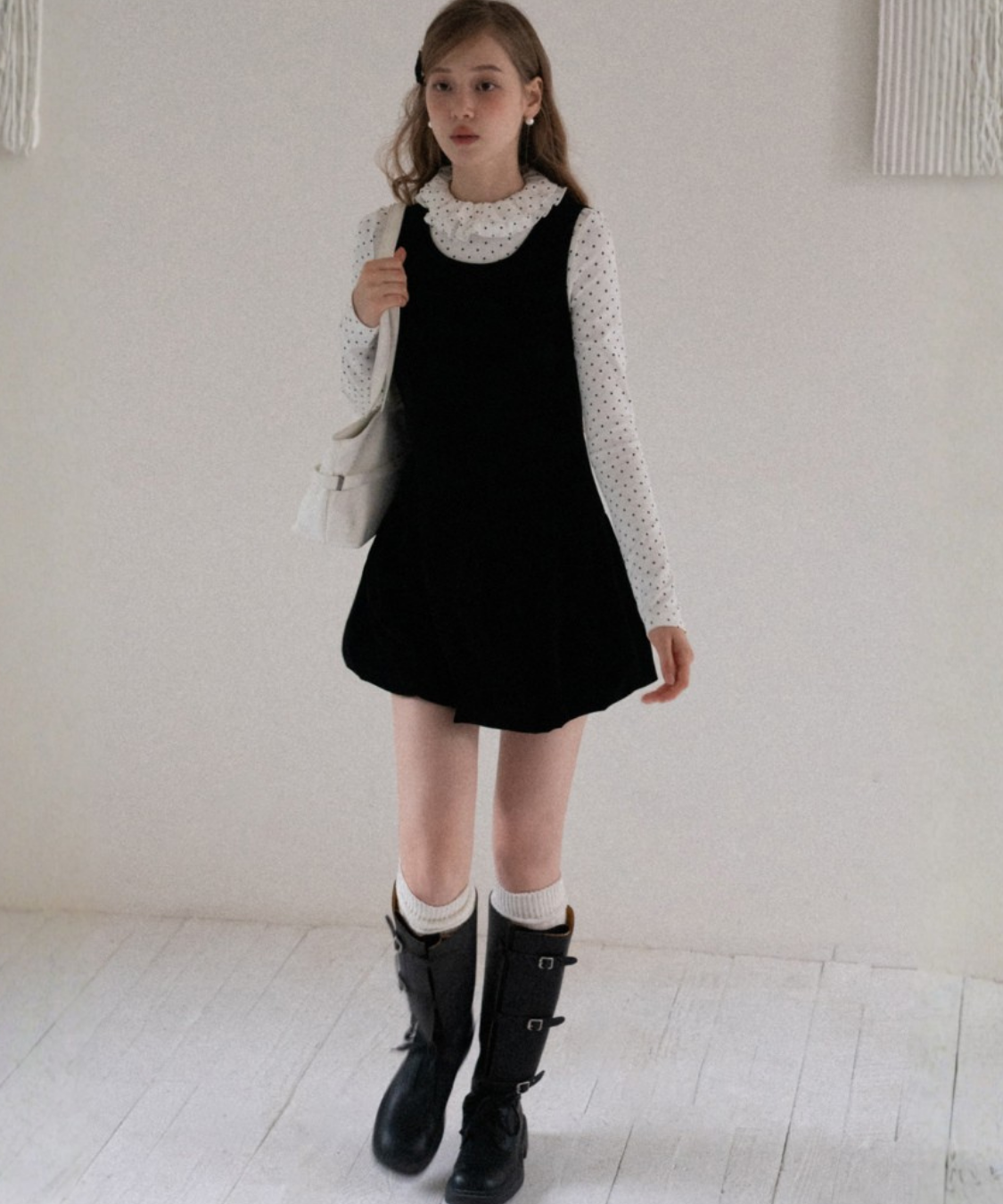 ノースリーブジャンスカ風ベルベットワンピース