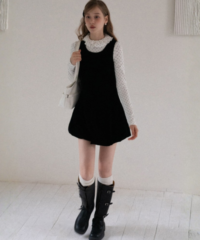 ノースリーブジャンスカ風ベルベットワンピース