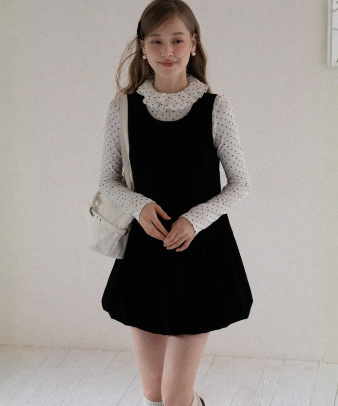 ノースリーブジャンスカ風ベルベットワンピース