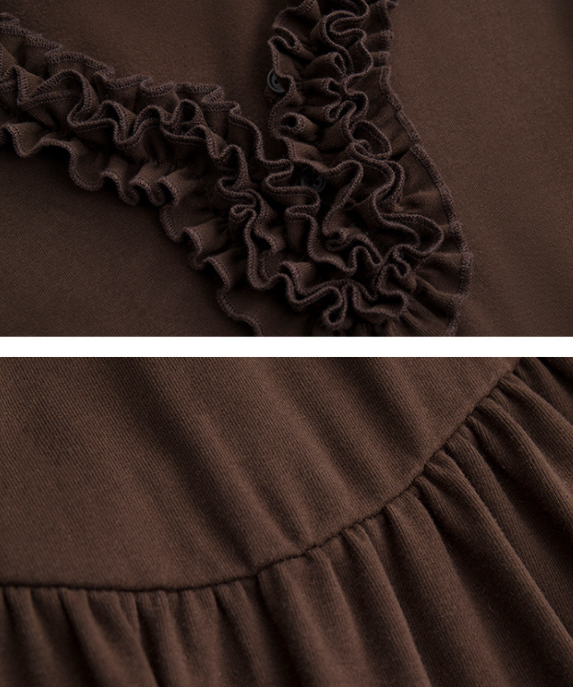 フリル付きラウンドネックティアードワンピース