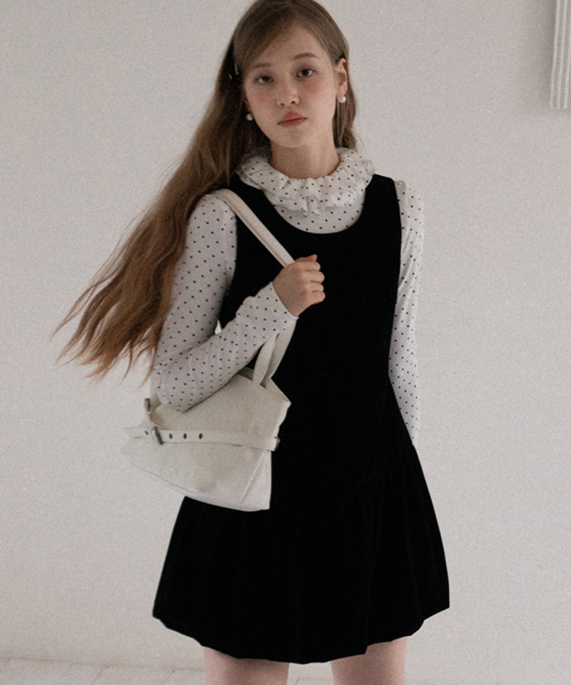 ノースリーブジャンスカ風ベルベットワンピース