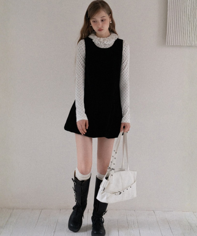 ノースリーブジャンスカ風ベルベットワンピース