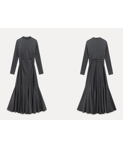 モックネックウエストドレープマーメイドワンピース